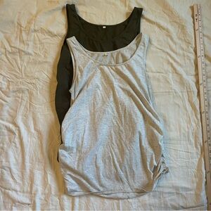 Maternity 2 Pack Ruched Tanks - Grey and Forest Green
